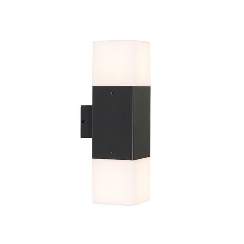 Applique Murale Extérieure Noire Avec Abat-jour Opale 2 Lumières Ip44 - Danemark