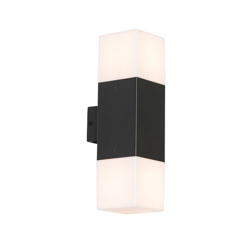 Applique Murale Extérieure Noire Avec Abat-jour Opale 2 Lumières Ip44 - Danemark