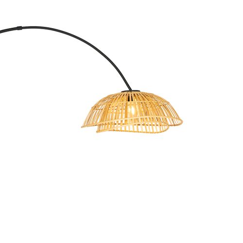 Lampe D'arche Orientale Noire Avec Bambou Naturel - Pua