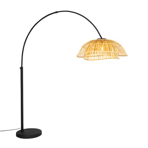 Lampe D'arche Orientale Noire Avec Bambou Naturel - Pua