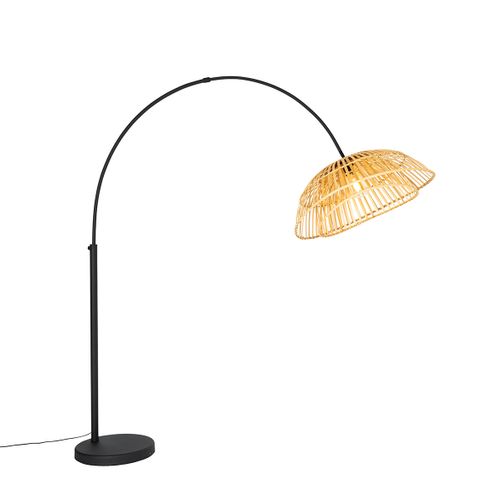 Lampe D'arche Orientale Noire Avec Bambou Naturel - Pua