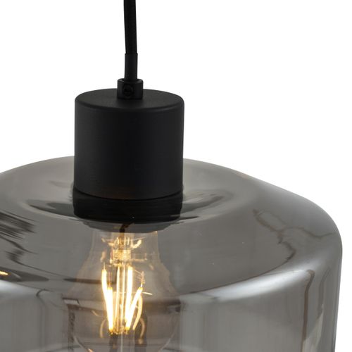 Suspension Moderne Noire Avec Verre Fumé 5 Lumières - Sheena