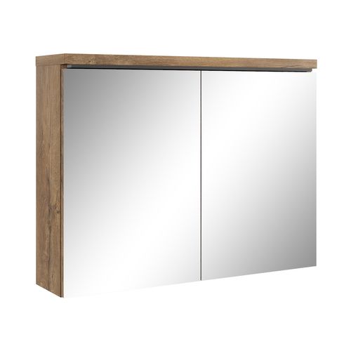 Meuble à Miroir Paso 80 X 60 Cm Chene Marron   Miroir Armoire Miroir Salle De Bains Verre Armoire