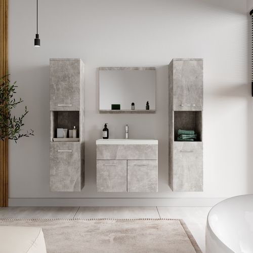 Badplaats B.V. Meuble de Salle de Bain Montreal 60 cm lavabo Beton Gris - Armoire de Rangement Meuble lavabo evier Meubles