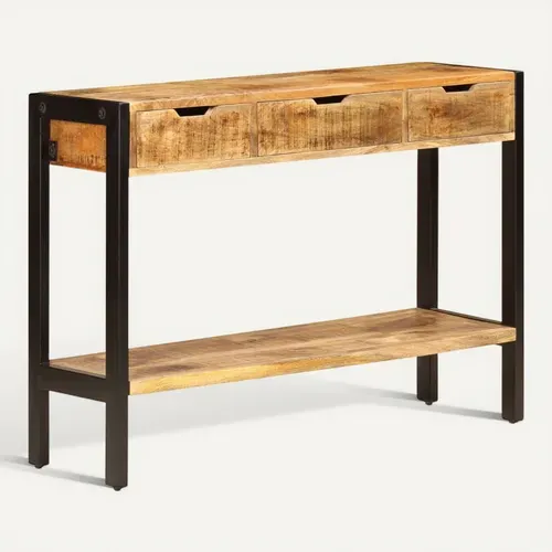 Buffet Avec 3 Tiroirs 110x35x75 Cm Bois De Manguier Massif
