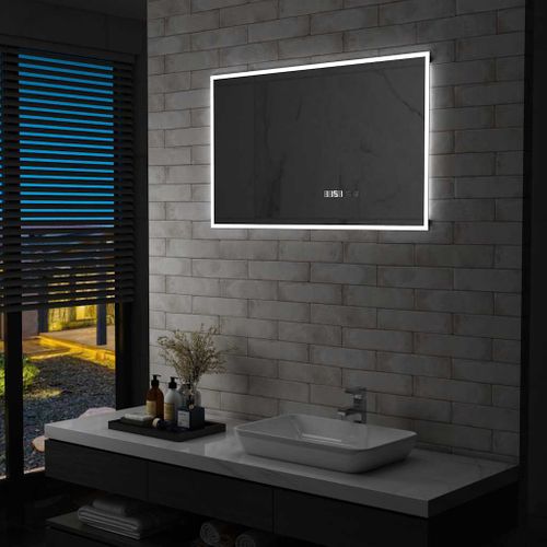 Miroir À LED Et Capteur Tactile Et Affichage D'heure 100x60 Cm