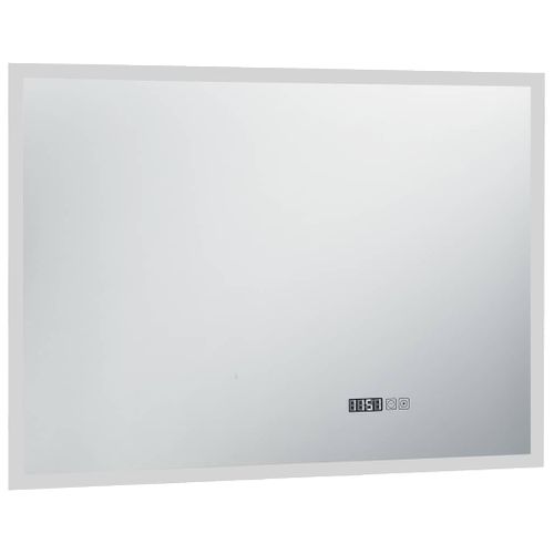 Miroir À LED Et Capteur Tactile Et Affichage D'heure 100x60 Cm