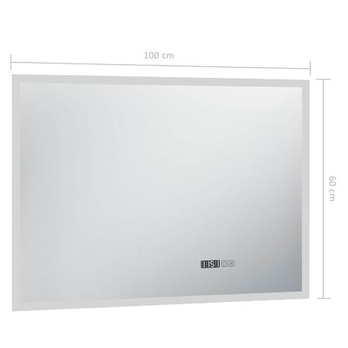 Miroir À LED Et Capteur Tactile Et Affichage D'heure 100x60 Cm