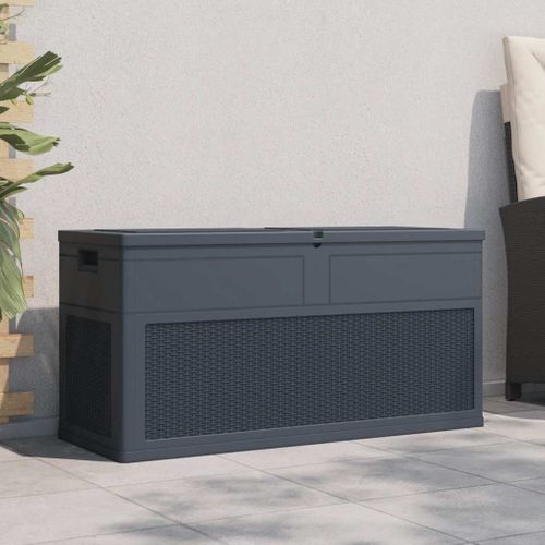 Boîte De Rangement De Jardin Verrouillable 320 L Anthracite Coffre Organisateur Terrasse
