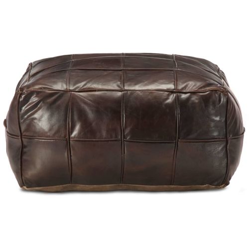 Pouf 60 X 60 X 30 Cm Marron Foncé Cuir Véritable De Chèvre