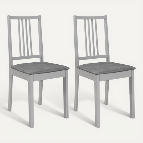 Chaises À Manger Avec Coussins Lot De 2 Gris Bois Solide