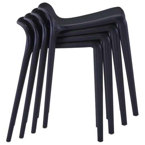 Vidaxl Tabourets Lot De 4 Empilables Noir Plastique Tabouret De Bar Comptoir Bistrot Meuble
