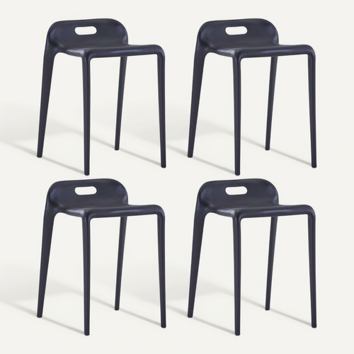 Vidaxl Tabourets Lot De 4 Empilables Noir Plastique Tabouret De Bar Comptoir Bistrot Meuble
