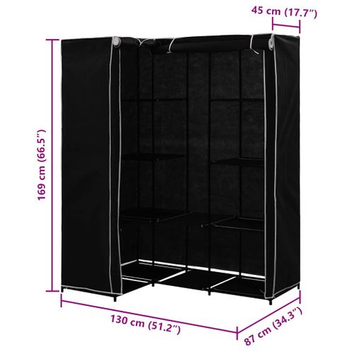 Garde-robe D'angle Noir 130x87x169 Cm