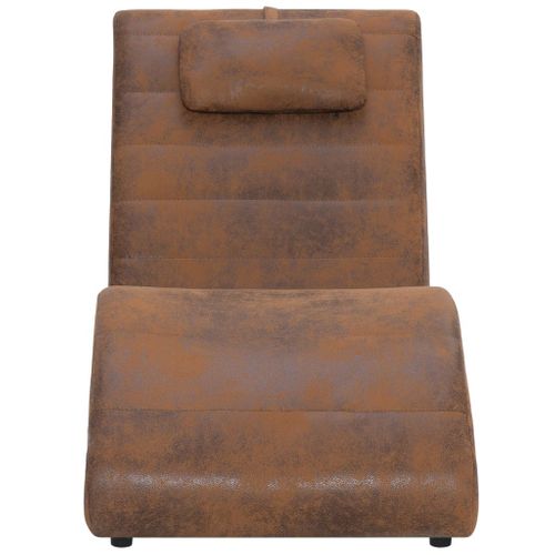Chaise Longue Avec Oreiller Marron Simili Daim