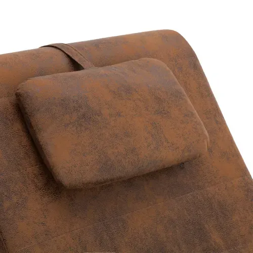 Chaise Longue Avec Oreiller Marron Simili Daim