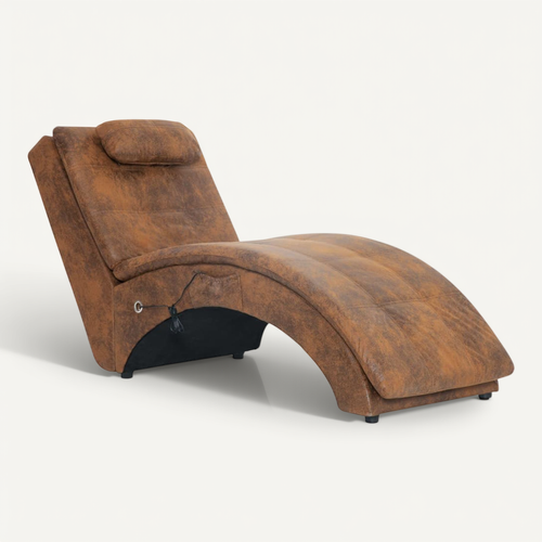 Chaise Longue De Massage Avec Oreiller Marron Simili Daim