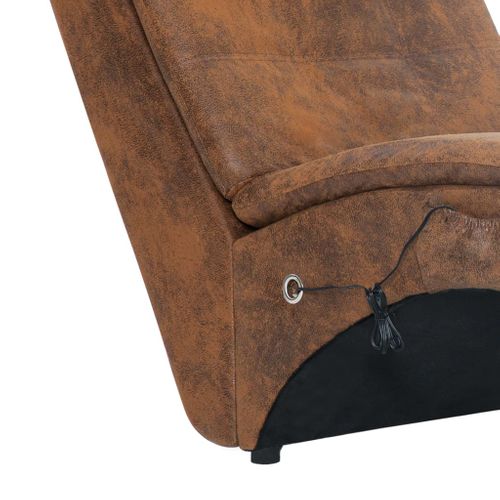 Chaise Longue De Massage Avec Oreiller Marron Simili Daim