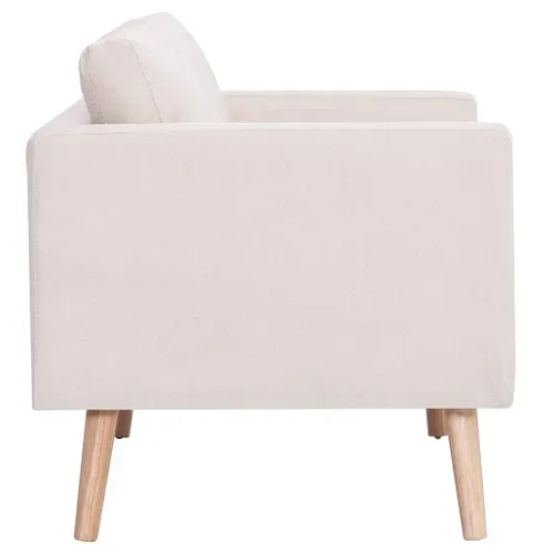 Canapé à 3 Places Avec Coussins Tissu Crème Sofa Meuble De Salle De Séjour Salon Bureau