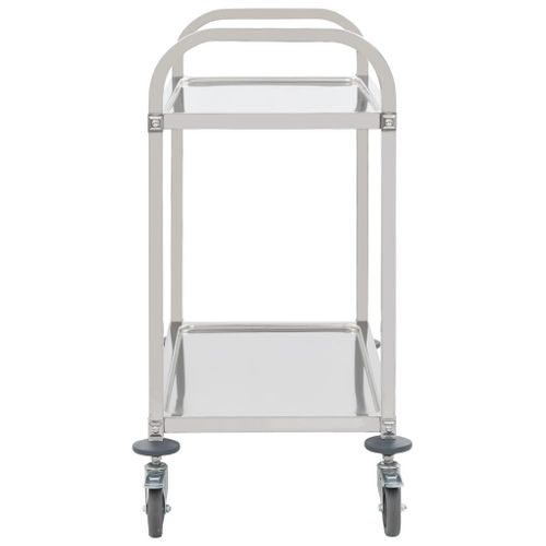 Chariot De Cuisine 2 Niveaux Inox 95x45x83,5 Cm Roulettes Frein