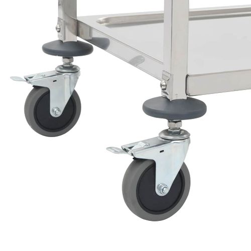 Chariot De Cuisine 2 Niveaux Inox 95x45x83,5 Cm Roulettes Frein