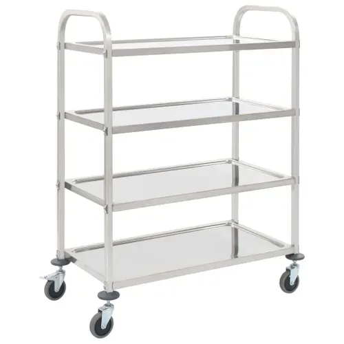 Chariot De Cuisine À 4 Niveaux 107x55x125 Cm Acier Inoxydable