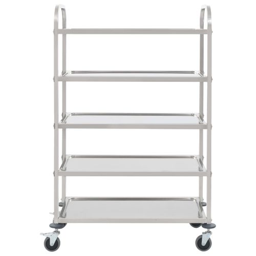 Chariot De Cuisine À 5 Niveaux 107x55x147 Cm Acier Inoxydable