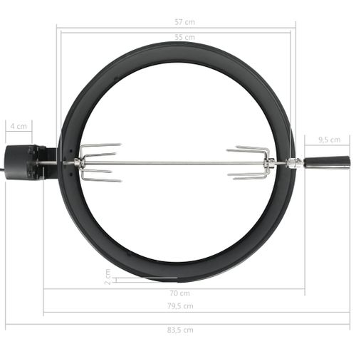 Kit D'anneau De Rôtissoire De Barbecue 57 Cm Noir
