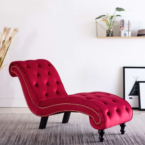Chaise Longue Velours Rouge