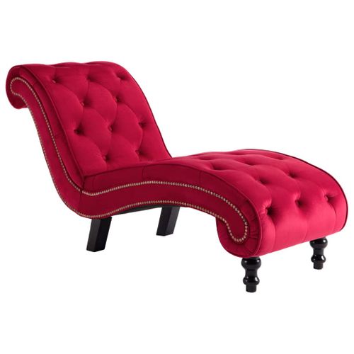 Chaise Longue Velours Rouge