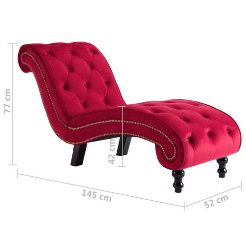 Chaise Longue Velours Rouge