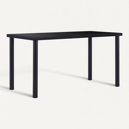 Table À Manger Noir 140x70x75 Cm Verre Trempé