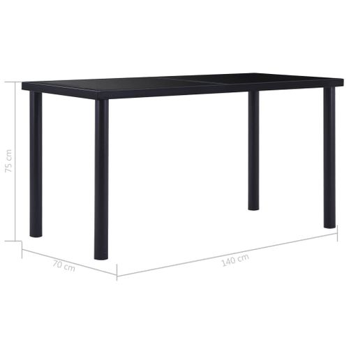 Table À Manger Noir 140x70x75 Cm Verre Trempé