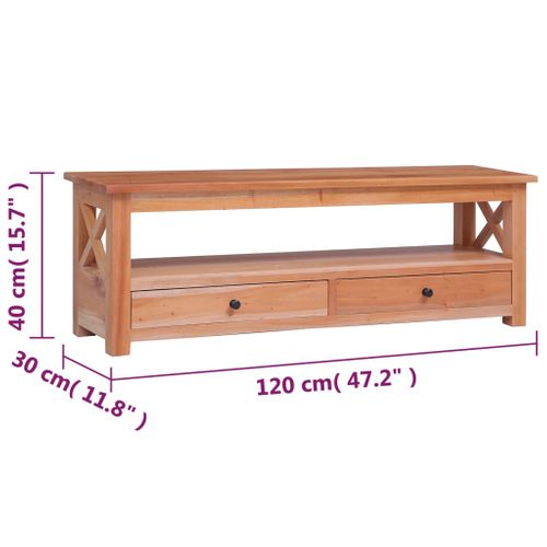 Meuble TV 120x30x40 Cm Bois D'acajou Massif