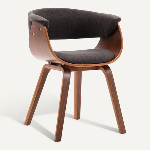 Chaise à Manger Gris Bois Courbé Et Tissu