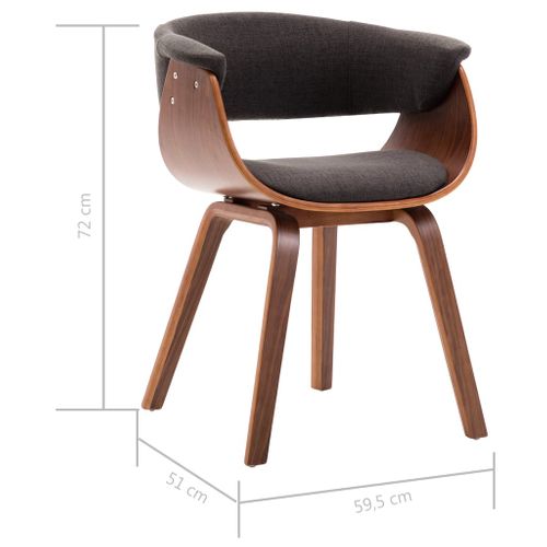 Chaise à Manger Gris Bois Courbé Et Tissu