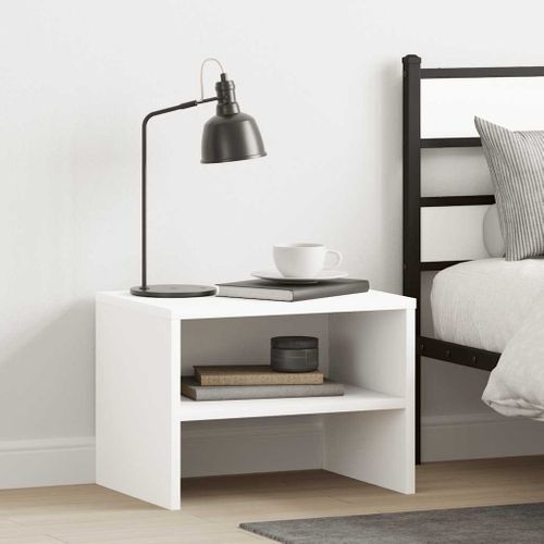 Cabinet De Chevet Avec Design Anti-tip et Rangement Ouvert Blanc 40x30x30 Cm Bois Composé