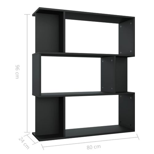 Etagère/cloison Noir 80x24x96 Cm Cm Bois Contreplaqué