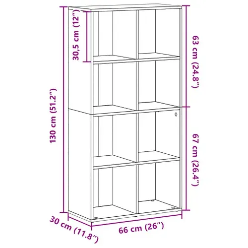 Bibliothèque/buffet Chêne Sonoma 66x30x130 Cm Bois Contreplaqué