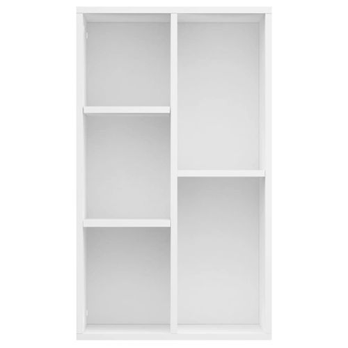 Bibliothèque 5 Compartiments 50x25x80cm, Buffet, étagère De Rangement Bois Contreplaqué Blanc