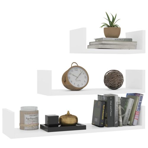 étagères Murales 3 Pièces Blanc Bois Contreplaqué