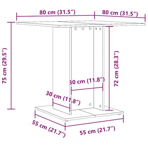 Table À Dîner Chêne Sonoma 80x80x75 Cm Bois Contreplaqué
