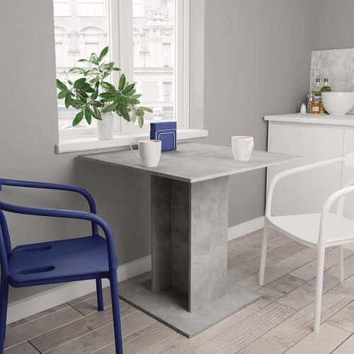 Table à Manger Carrée 80 X 80 X 75 Cm, Gris Béton, Bois Contreplaqué, Robuste Et Minimaliste