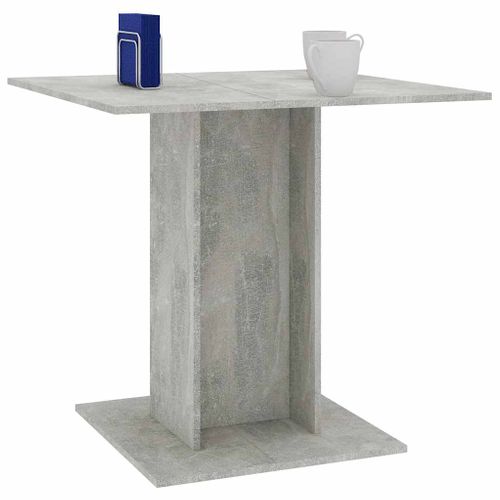 Table à Manger Carrée 80 X 80 X 75 Cm, Gris Béton, Bois Contreplaqué, Robuste Et Minimaliste