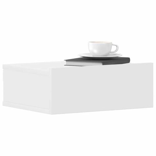 Tables De Chevet 2 Pièces Avec Tiroir Flottantes Blanc 40x30x15 Cm Bois Contreplaqué Armoires