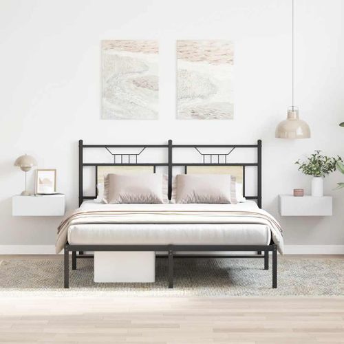 Tables De Chevet 2 Pièces Avec Tiroir Flottantes Blanc 40x30x15 Cm Bois Contreplaqué Armoires