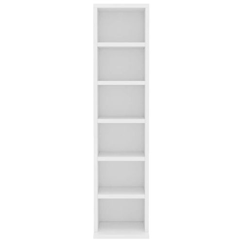 Armoire à Cd Blanc 21x20x88 Cm Bois Contreplaqué 6 Compartiments Ouverts