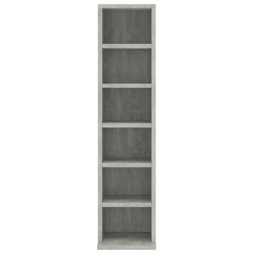 Armoire à Cd Gris Béton 21x20x88 Cm Bois Contreplaqué 6 Compartiments Ouverts