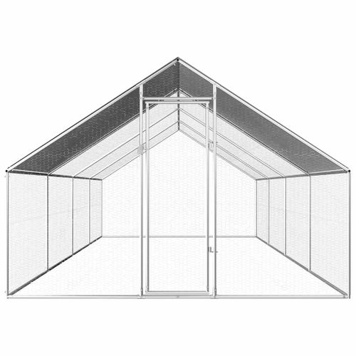 Cage À Poules Extérieure Avec Porte Verrouillable Toit En Polyéthylène Acier Galvanisé
