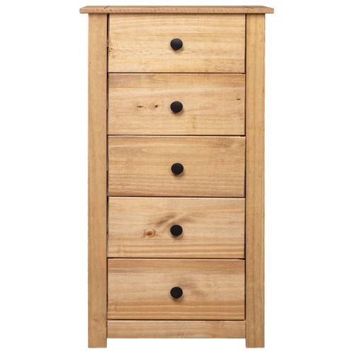 Buffet Avec 5 Tiroirs Et étagère D'affichage 46x40x89 Cm Pin Gamme Panama